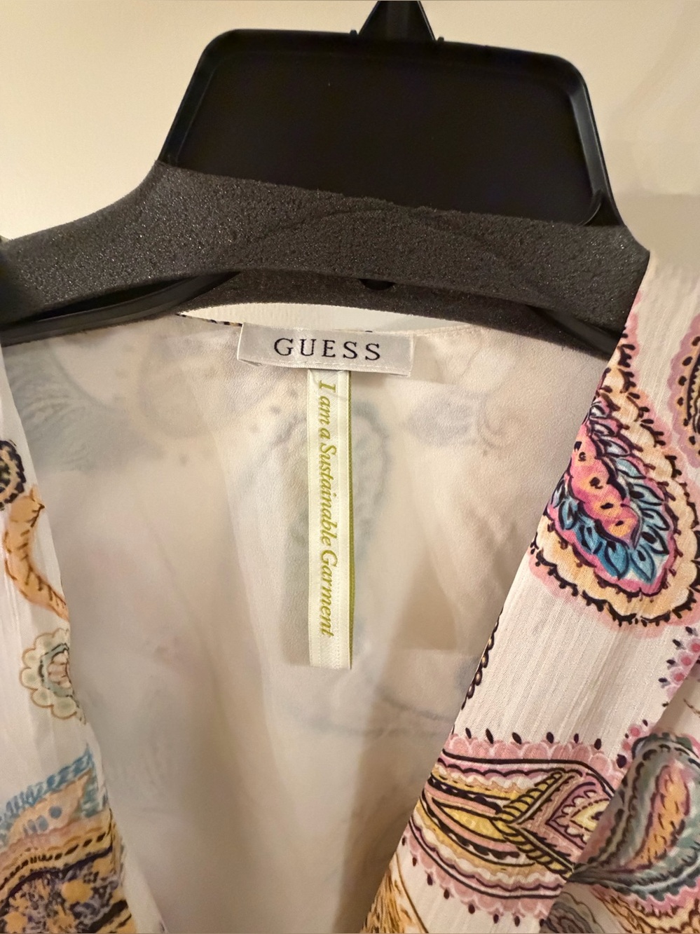 GUESS White Paisley Blouse with Pink,Blue,Cream colour Accents